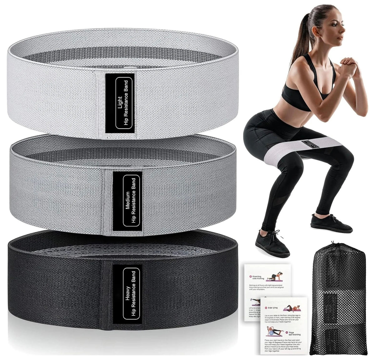 Fabric Hip Resistance Bands (Set of 3)