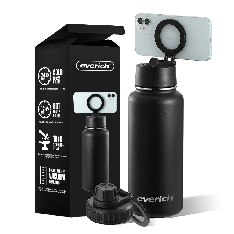 Insulated Water Bottle — Magnetic Phone Mount