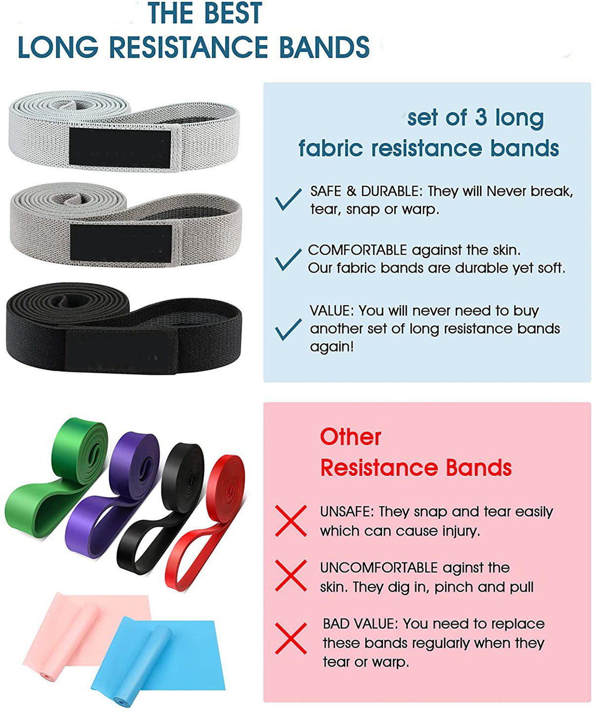 Long Textile Resistance Bands (Set of 3)